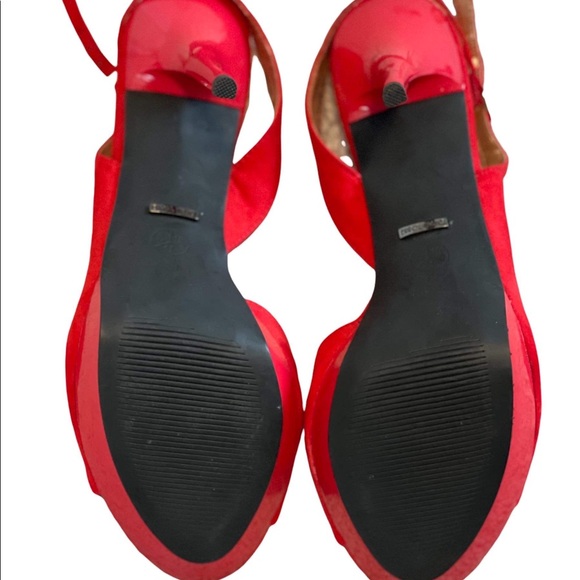 ERROL ARENDZ DUSUD Red Suede Leather Peep Toe Sling Back Stilettos US Size 10 - Picture 6 of 6